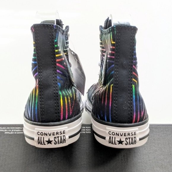 Converse CTAS Hi Black/White/Black Rainbow Women's 6 - Picture 4 of 6